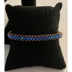 Bracelet Nephrite Citrine Polished Brown Gemstones Blue Accents 7.25" Stunning‎